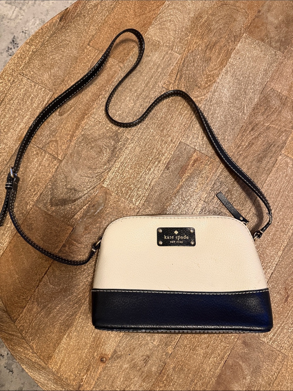 kate spade Cream and Black Dome Crossbody with Contrast Trim